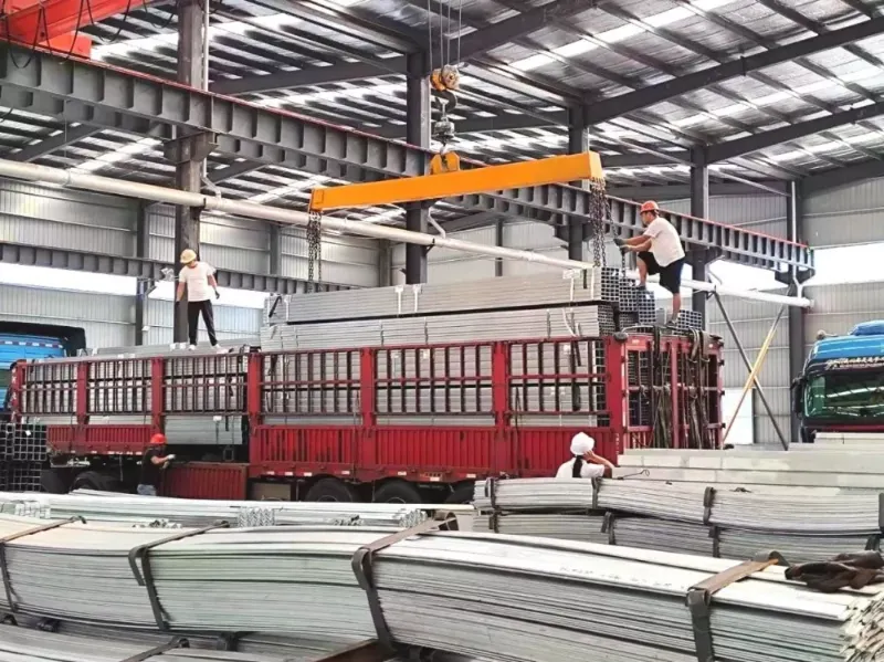 Packed special shaped steel sections ready for shipment